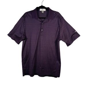 Fairway & Greene Golf Polo Shirt Men's Purple Striped Mercerized Cotton Size M